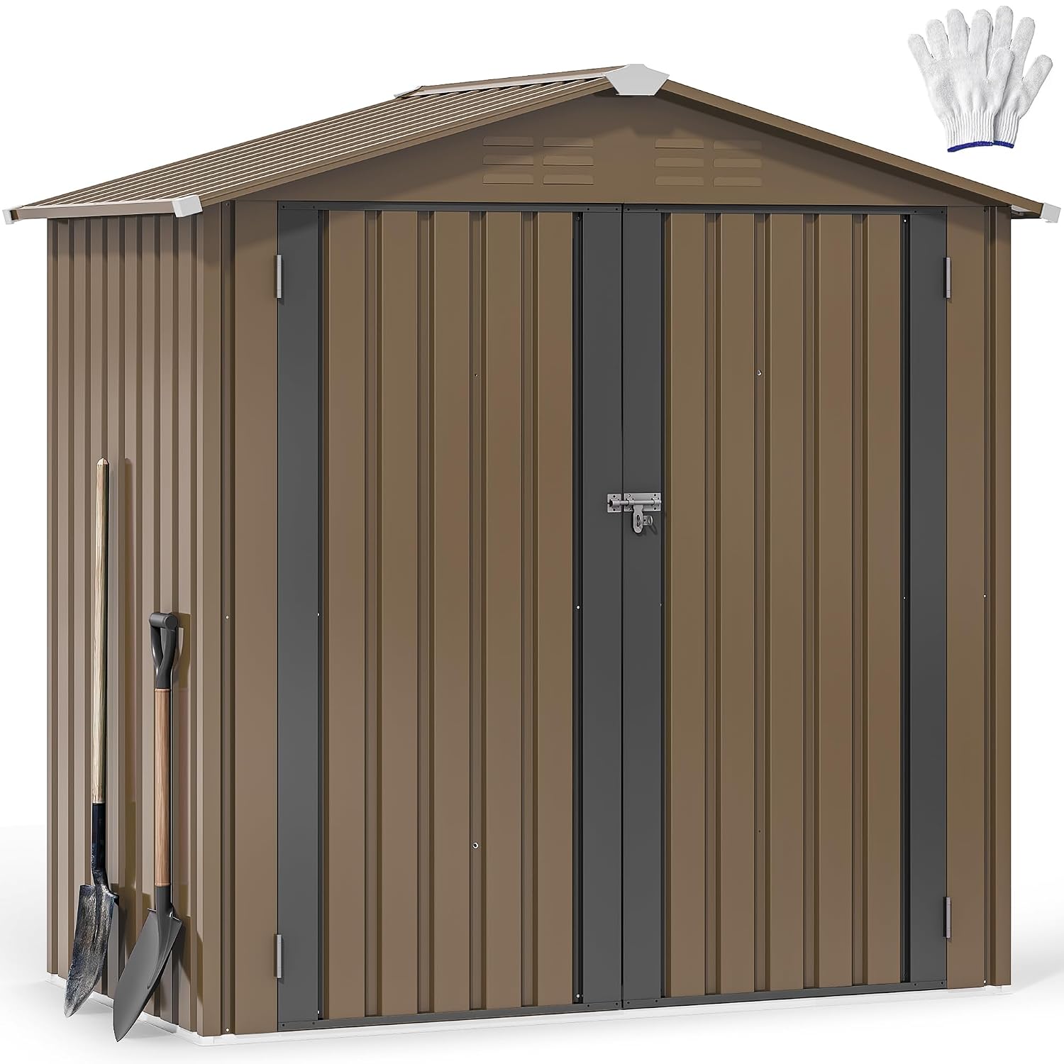 Outdoor Furniture Heavy - 6x4피트 금속 야외 보관함, 방수 공구