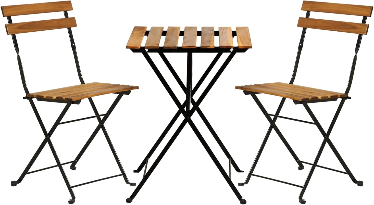 Outdoor Furniture One Piece - 천연 나무 3피스 접이식 파티오 비스트로