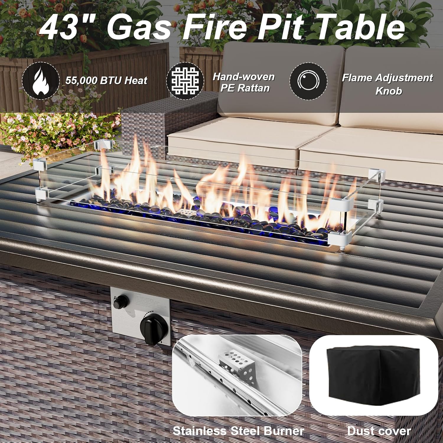 10피스 야외용 섹셔널 소파 세트 (프로판 화덕 테이블 - Outdoor Furniture Fire Pit Set 리뷰 및 가격