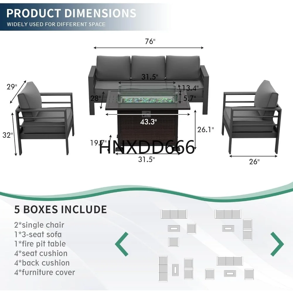 파티오 가구 세트 (화덕 테이블 포함), 6피스 알루미 - Outdoor Furniture Fire Pit Set 리뷰 및 가격