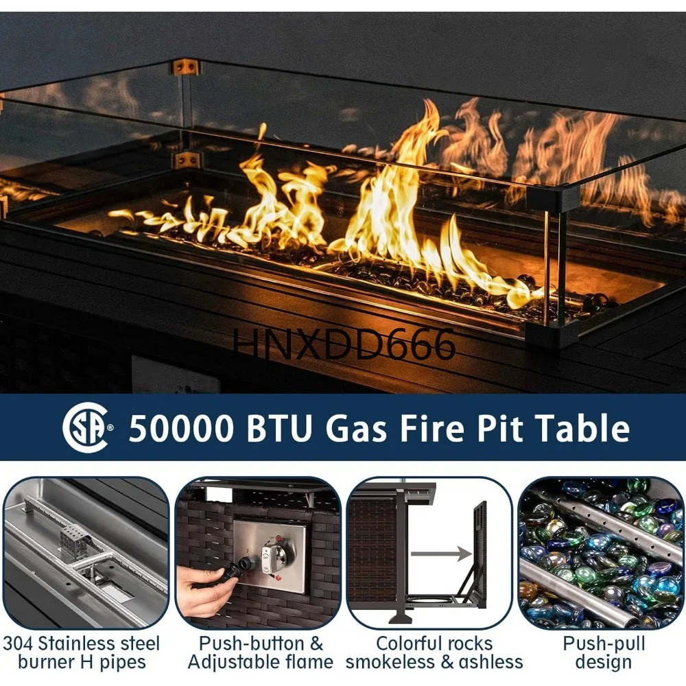 파티오 가구 세트 (화덕 테이블 포함), 6피스 알루미 - Outdoor Furniture Fire Pit Set 리뷰 및 가격