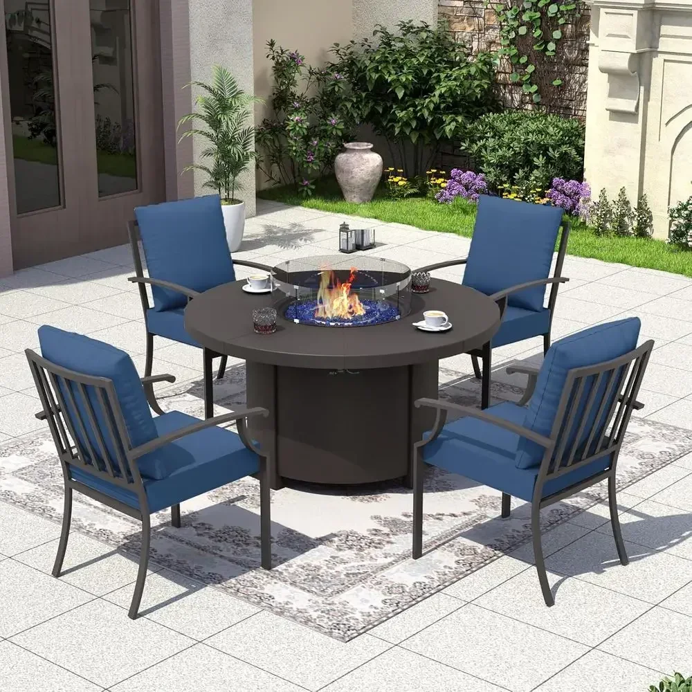 5피스 야외 파티오 가구 세트(원형 화덕 테이블 및 쿠 - Outdoor Furniture Fire Pit Set 리뷰 및 가격