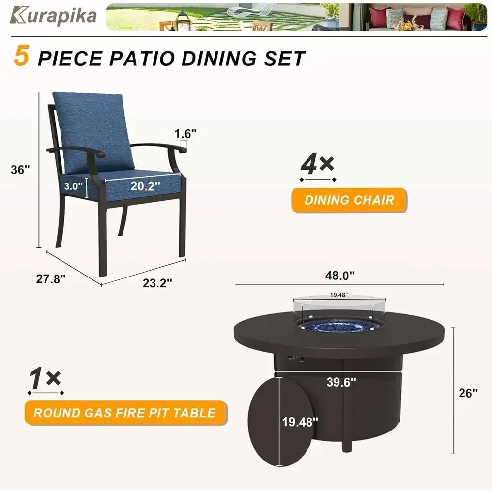 5피스 야외 파티오 가구 세트(원형 화덕 테이블 및 쿠 - Outdoor Furniture Fire Pit Set 리뷰 및 가격