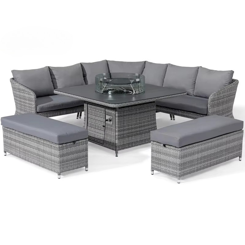 현대식 정원 가구 고급 알루미늄 방수 파티오 위커 L자 - Outdoor Furniture Fire Pit Set 리뷰 및 가격