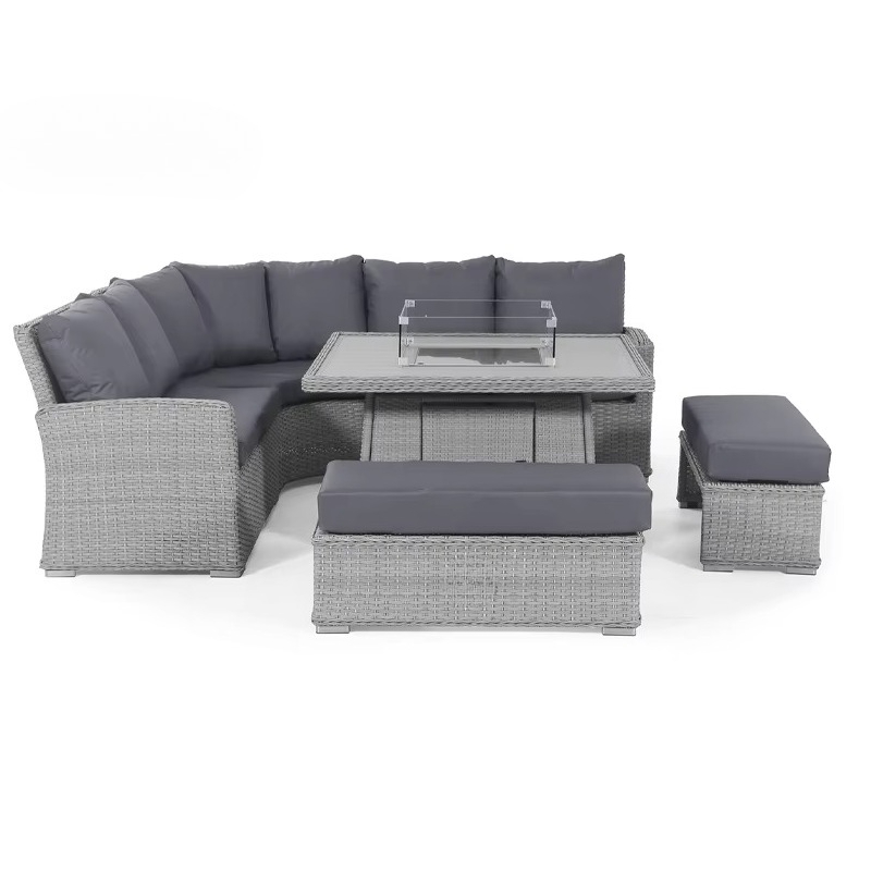 현대식 정원 가구 고급 알루미늄 방수 파티오 위커 L자 - Outdoor Furniture Fire Pit Set 리뷰 및 가격
