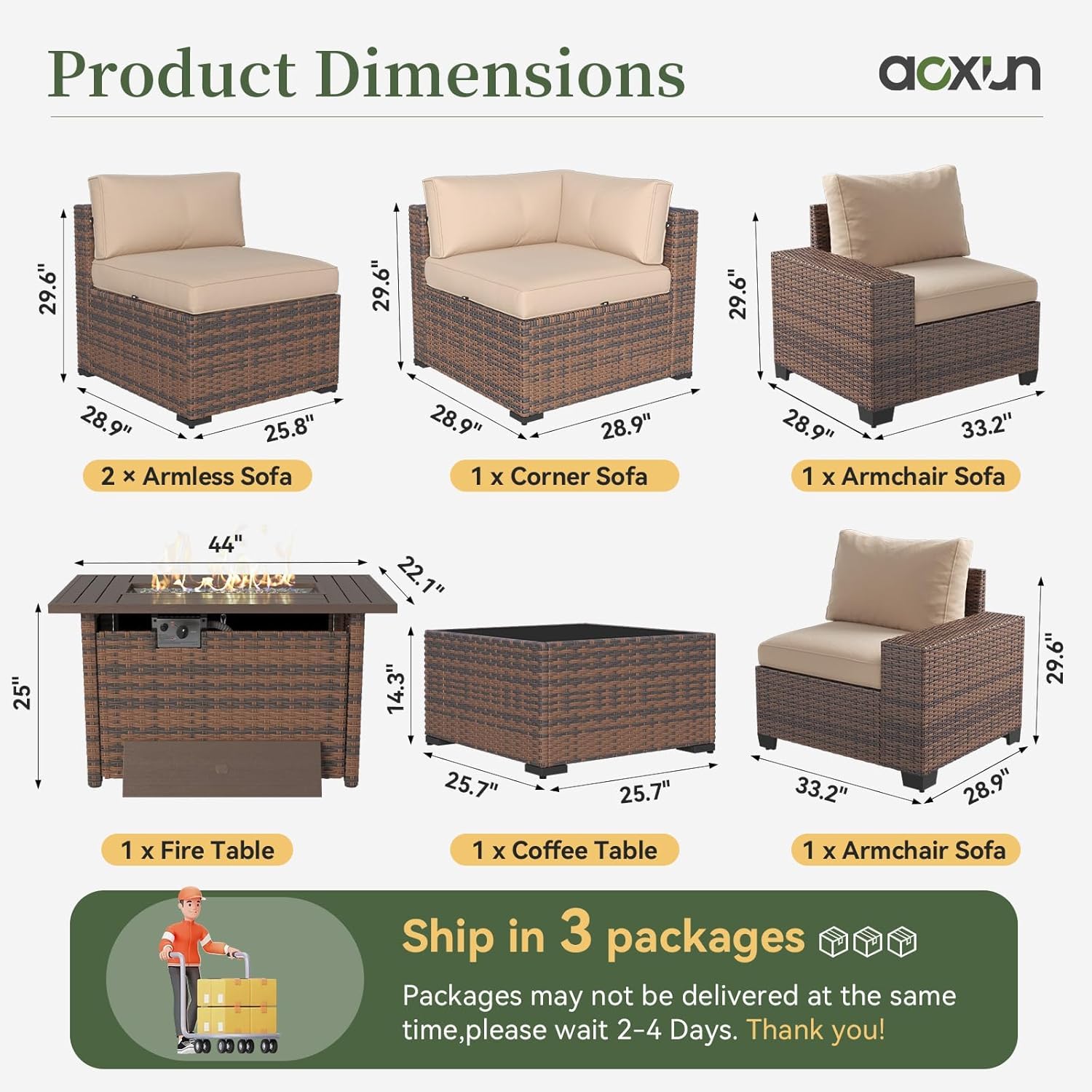 넓은 팔걸이와 44인치 화덕 테이블이 포함된 7피스 파 - Outdoor Furniture Fire Pit Set 리뷰 및 가격