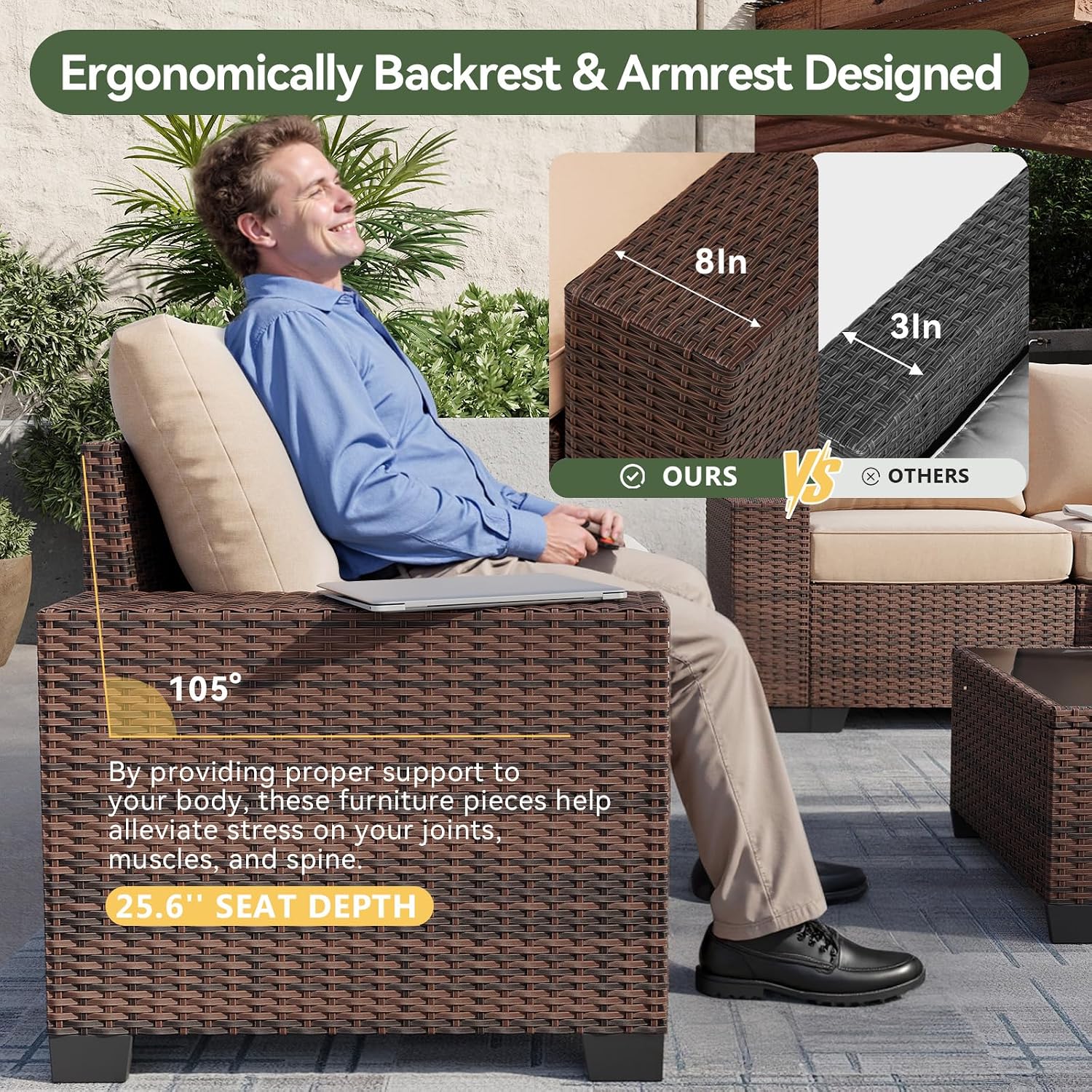 넓은 팔걸이와 44인치 화덕 테이블이 포함된 7피스 파 - Outdoor Furniture Fire Pit Set 리뷰 및 가격