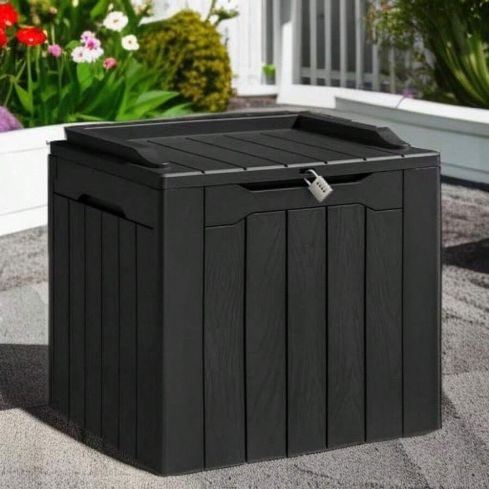 31갤런 레진 데크 박스 방수 야외 보관함 잠금 가능  - Outdoor Furniture Balcony 리뷰 및 가격