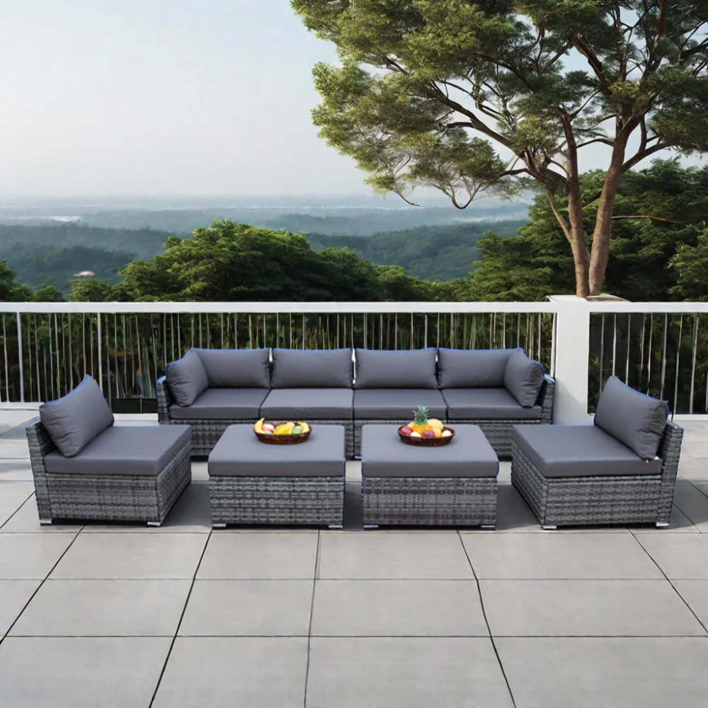 현대식 야외 가구 소파 파티오 가구 세트 PE 라탄 정 - Outdoor Furniture Fire Pit Set 리뷰 및 가격