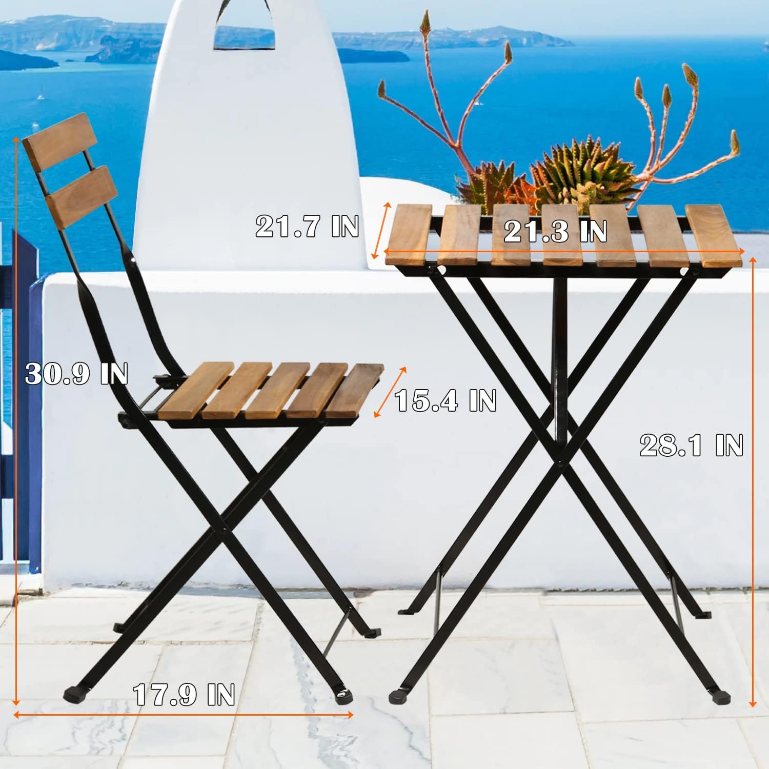 천연 나무 3피스 접이식 파티오 비스트로 세트(테이블  - Outdoor Furniture One Piece 리뷰 및 가격