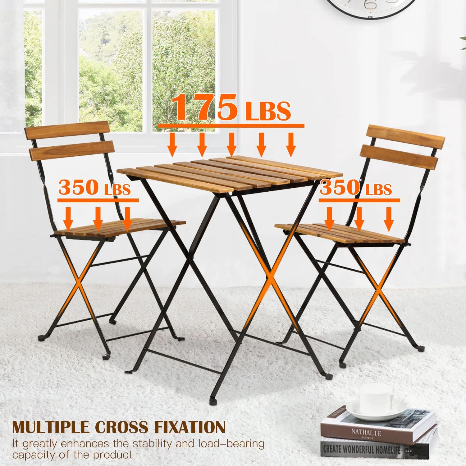 천연 나무 3피스 접이식 파티오 비스트로 세트(테이블  - Outdoor Furniture One Piece 리뷰 및 가격