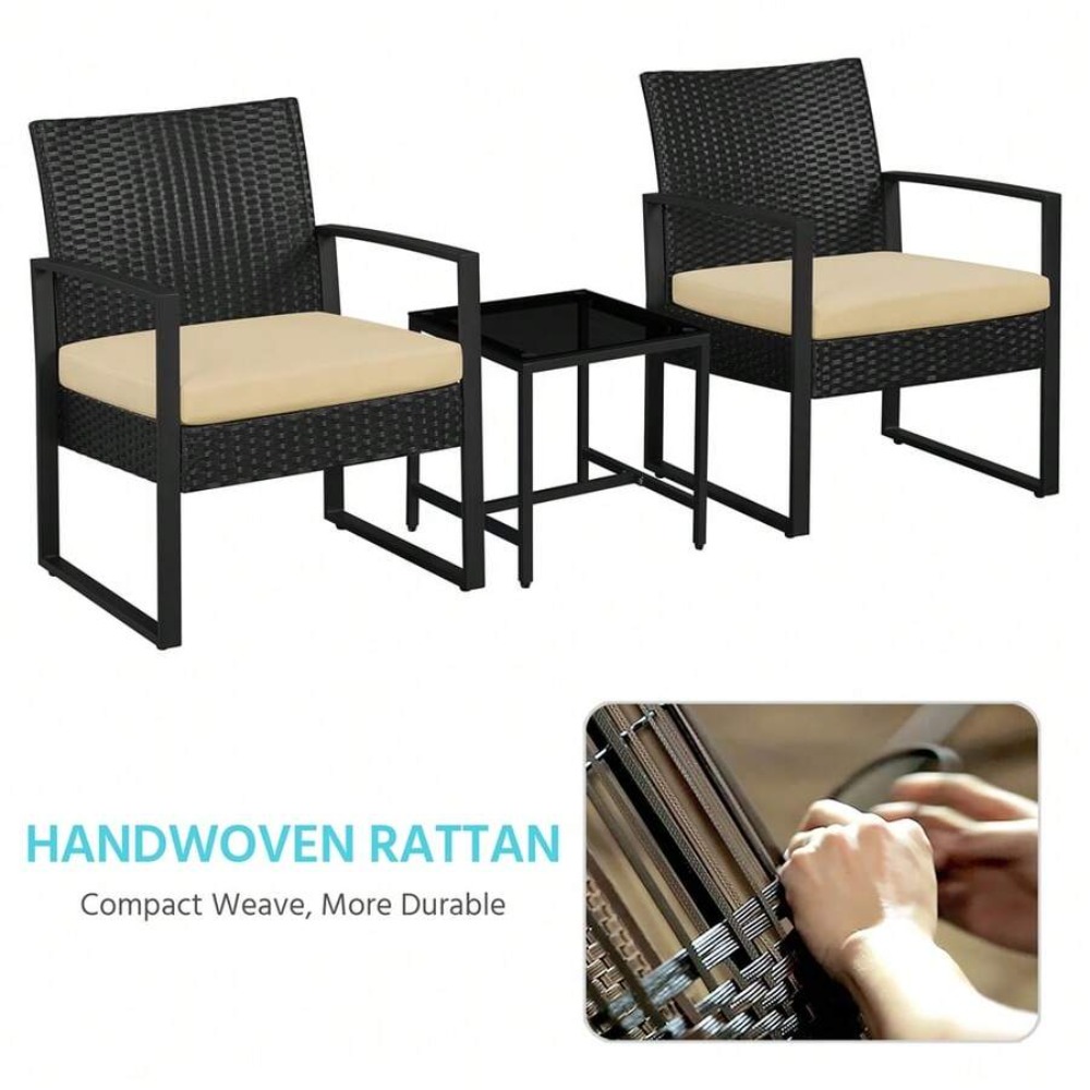 3피스 야외용 위커 가구 세트 (라탄 의자 2개와 커피 - Outdoor Furniture Balcony 리뷰 및 가격