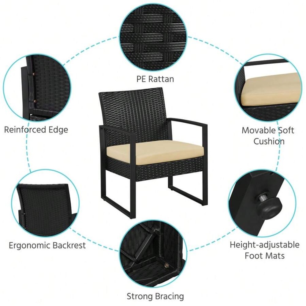 3피스 야외용 위커 가구 세트 (라탄 의자 2개와 커피 - Outdoor Furniture Balcony 리뷰 및 가격
