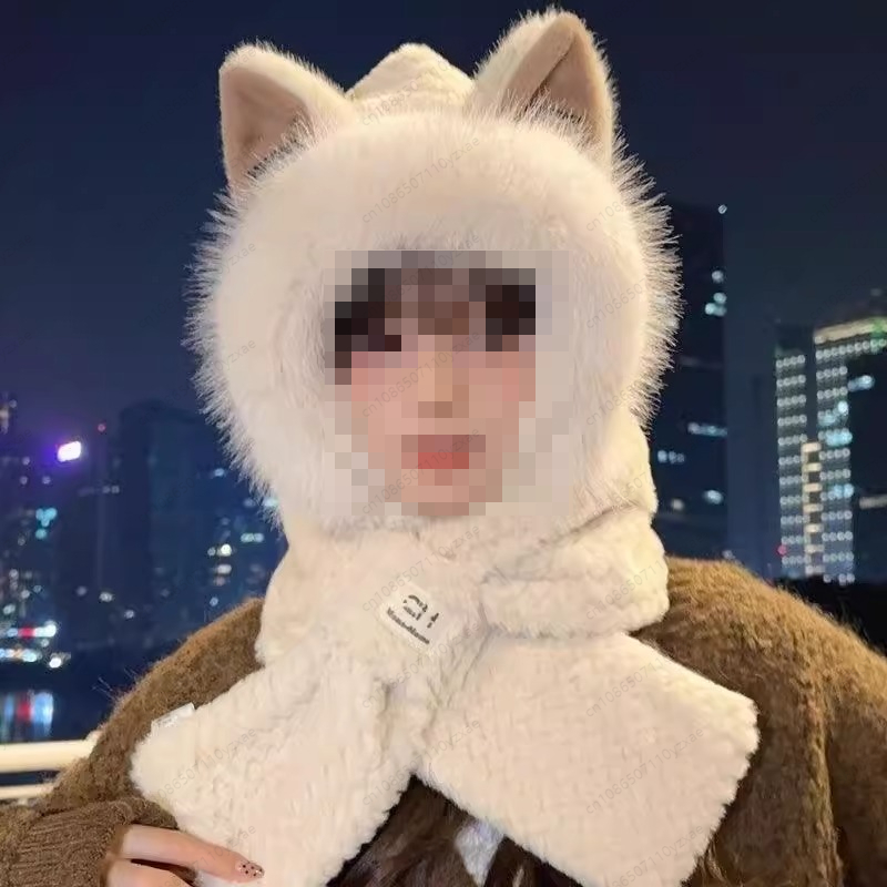 두꺼운 일체형 여우 귀 스카프 모자 겨울 따뜻한 귀 보 - Outdoor Furniture One Piece 리뷰 및 가격