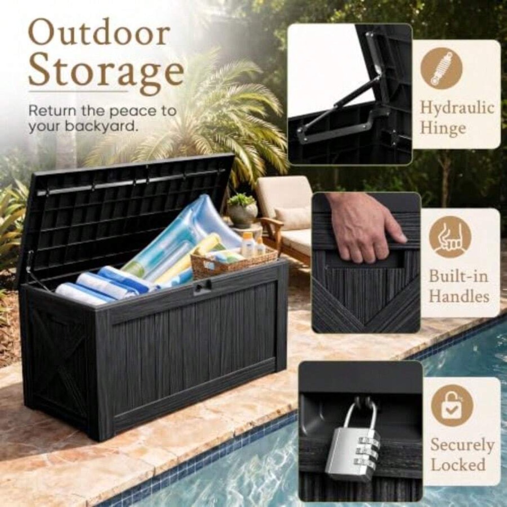 120갤런 데크 박스 야외용 수납함 레진 방수 잠금장치 - Outdoor Furniture Balcony 리뷰 및 가격