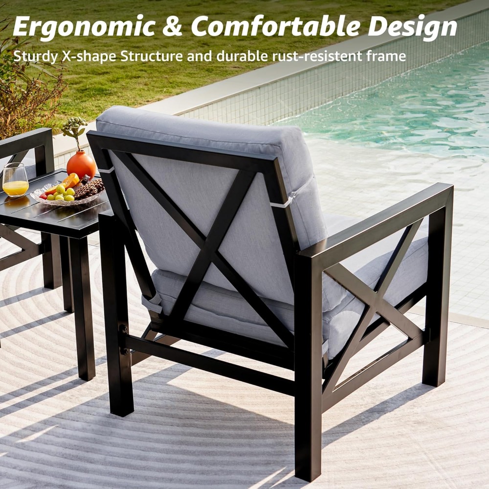 3피스 파티오 비스트로, 대화 세트 의자 2개, 금속  - Outdoor Furniture One Piece 리뷰 및 가격
