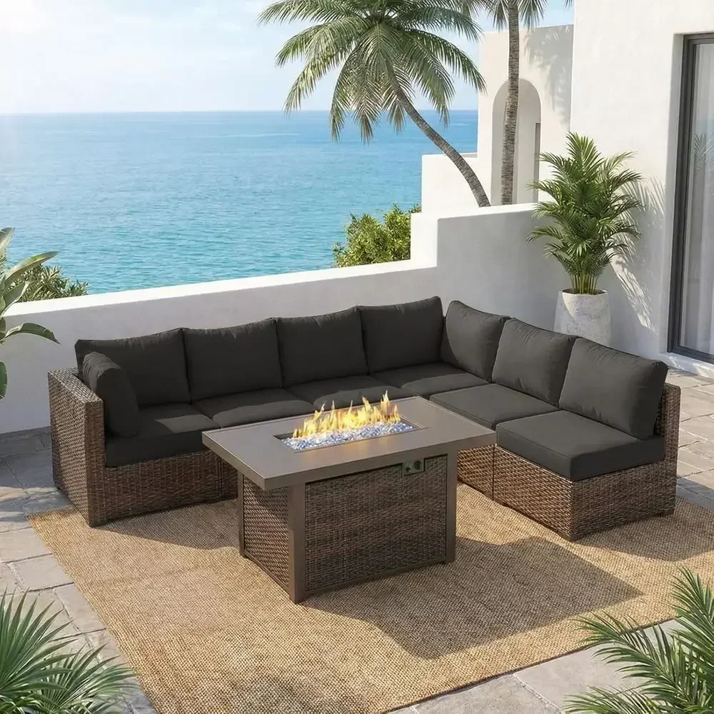 7피스 야외 파티오 가구 세트(42개의 화덕 포함),  - Outdoor Furniture Fire Pit Set 리뷰 및 가격