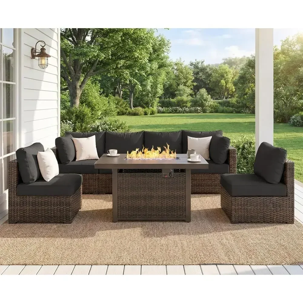 7피스 야외 파티오 가구 세트(42개의 화덕 포함),  - Outdoor Furniture Fire Pit Set 리뷰 및 가격