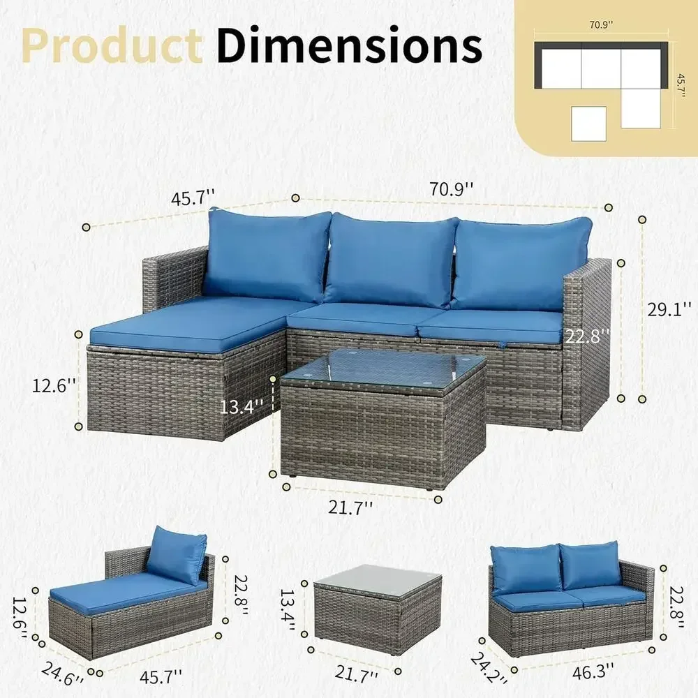 4피스 야외용 위커 파티오 가구 세트, 43인치 프로판 - Outdoor Furniture Fire Pit Set 리뷰 및 가격