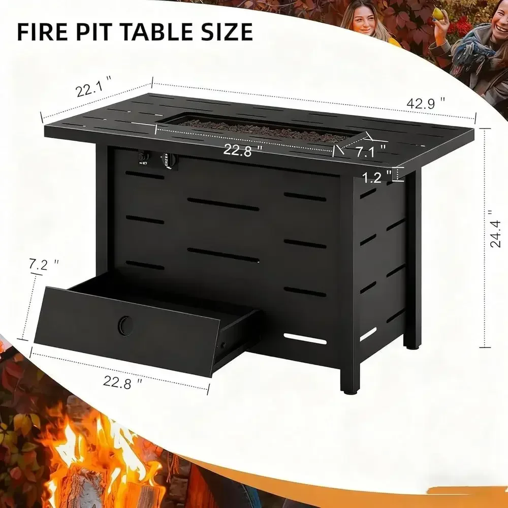4피스 야외용 위커 파티오 가구 세트, 43인치 프로판 - Outdoor Furniture Fire Pit Set 리뷰 및 가격