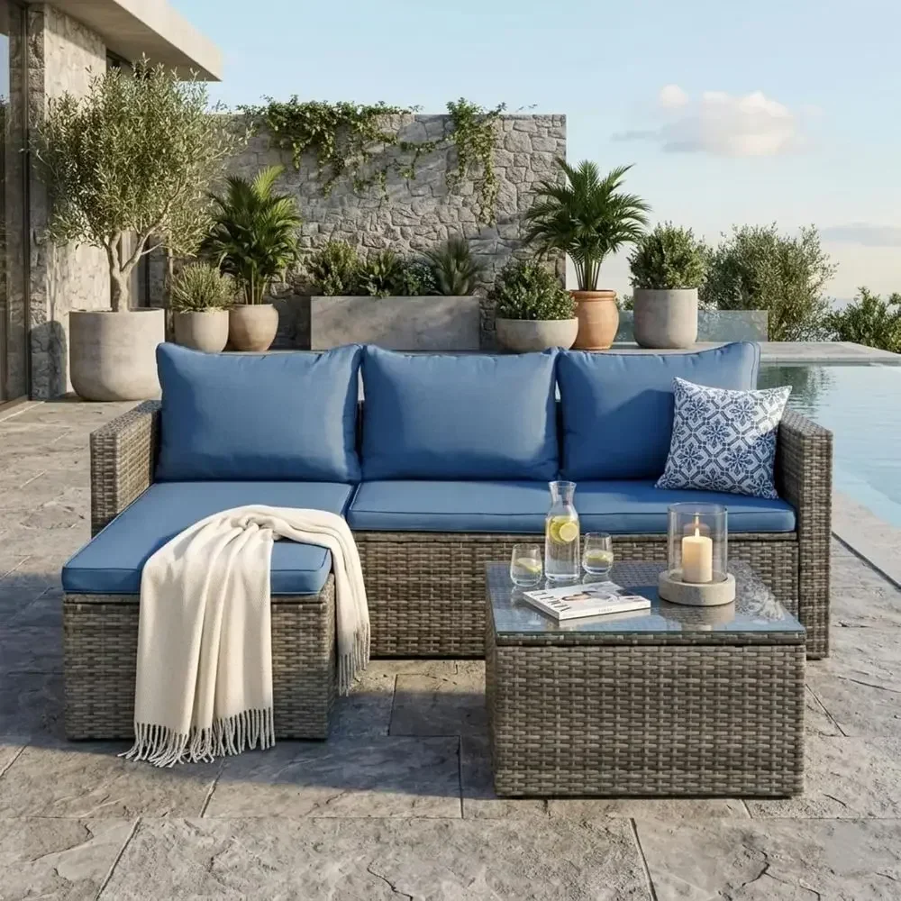4피스 야외용 위커 파티오 가구 세트, 43인치 프로판 - Outdoor Furniture Fire Pit Set 리뷰 및 가격